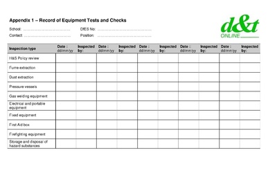 D&T Equipment Test Record